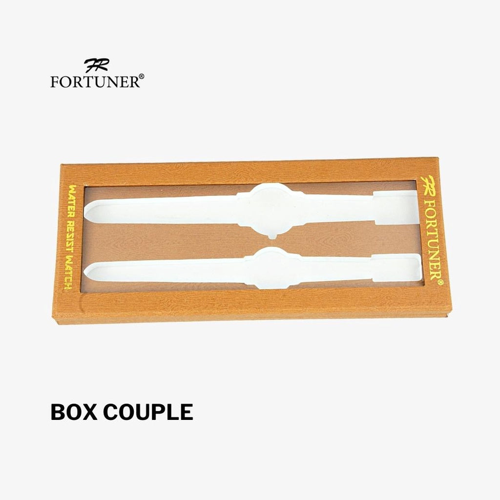 Fortuner Jam Tangan Couple Fashion Analog Pria Wanita Kulit Tahan Air Gold Charlemagne