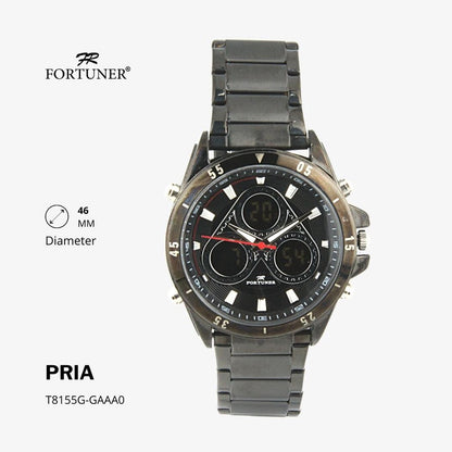 Fortuner Jam Tangan Analog Digital Pria Water Resistant Rantai Heraldo