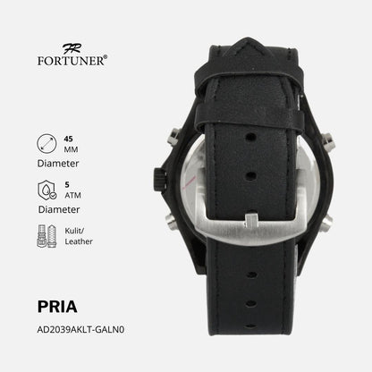 Fortuner Jam Tangan Pria Analog-Digital Water Resist Kulit Anwel