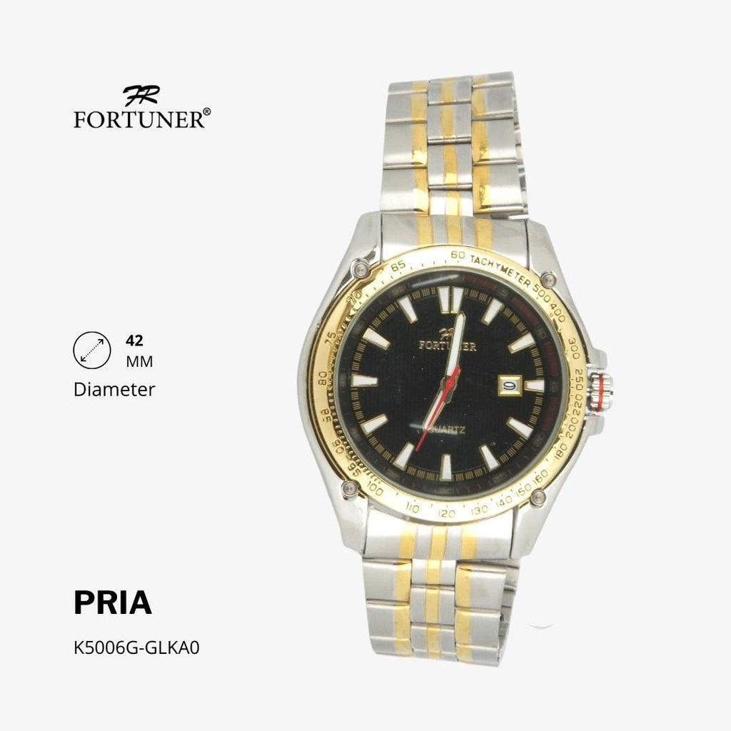 Fortuner Jam Tangan Fashion Pria Analog Water Resistant Rantai Stainless Silver Gold Howland