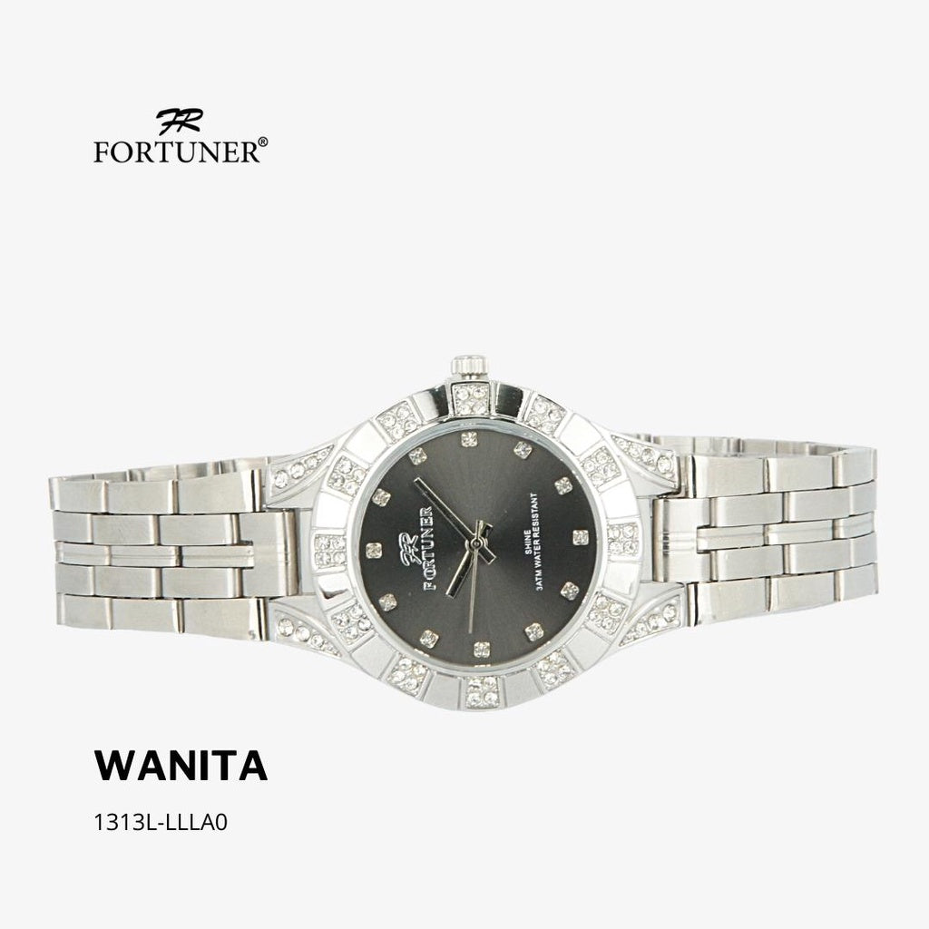 Fortuner Jam Tangan Analog Wanita Hitam Water Resistant Rantai Calandra