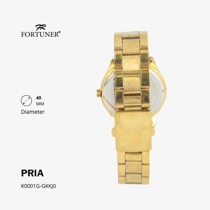 Fortuner Jam Tangan Casual Pria Analog Water Resistant Rantai Stainless Gold Silver Hitam Hammad