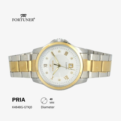 Fortuner Jam Tangan Casual Pria Analog Water Resistant Rantai Stainless Gold Silver Hitam Hoover