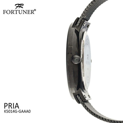 Fortuner Jam Tangan Analog Pria Rantai Stainless Water Resist Tahan Air K5014G Dial Polos Hitam