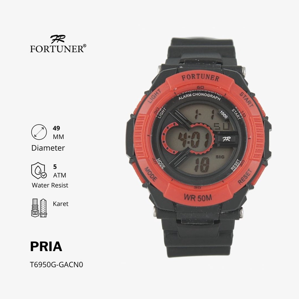 Fortuner Jam Tangan Pria Digital Water Resist Rubber Osbert