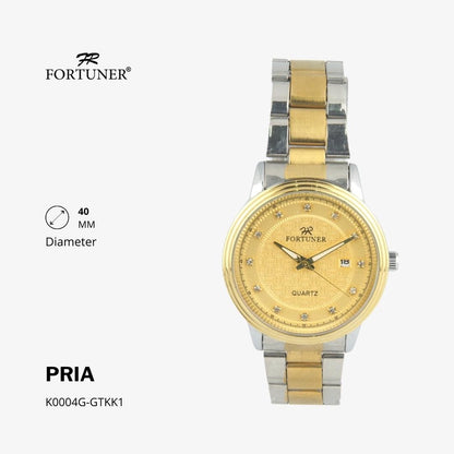 Fortuner Jam Tangan Casual Pria Analog Water Resistant Rantai Stainless Gold Silver Hitam Hoover