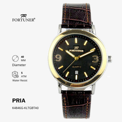 Fortuner Jam Tangan Kasual Analog Pria Kulit Water Resistant Aubrey