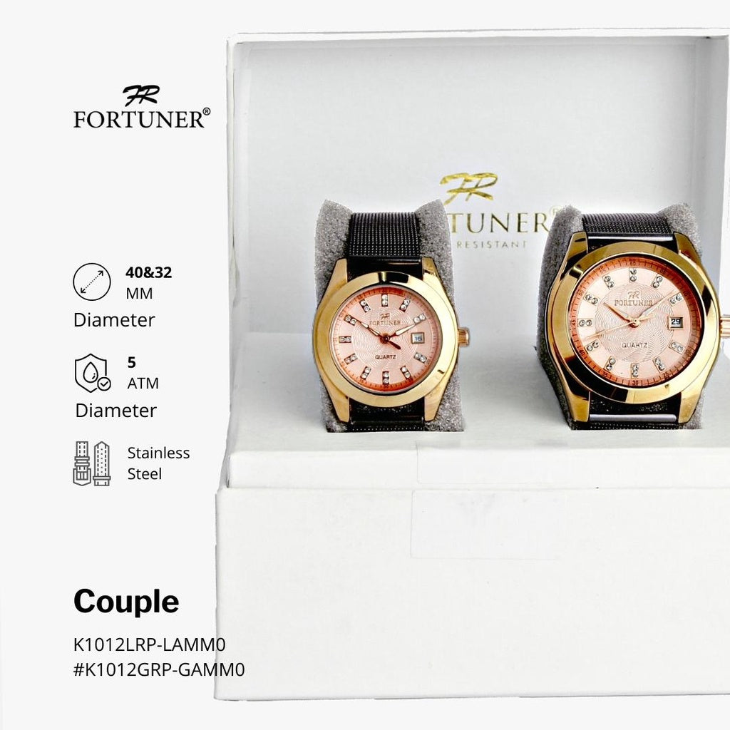 Fortuner Jam Tangan Couple Analog Rantai Pasir Zircon