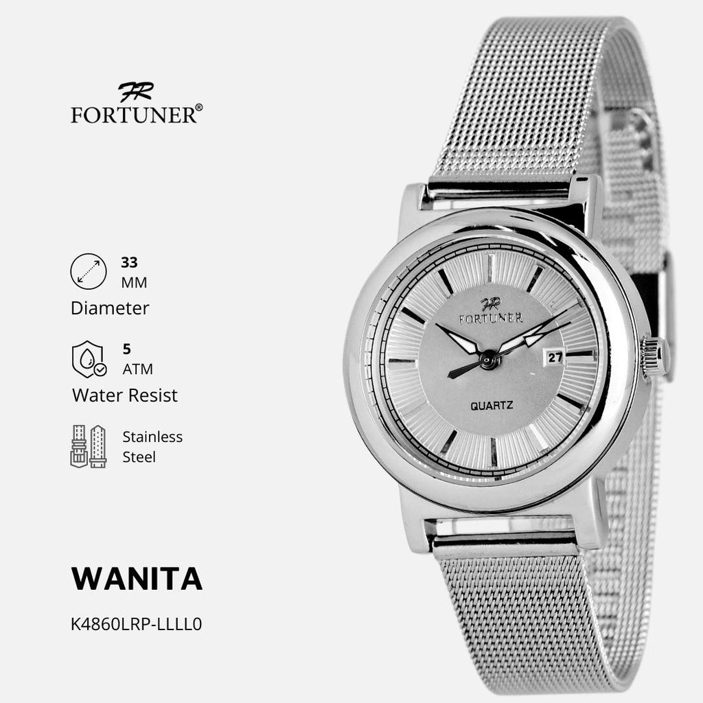 Fortuner Jam Tangan Wanita Analog Kasual Tahan Air Rantai Pasir Original Elysia