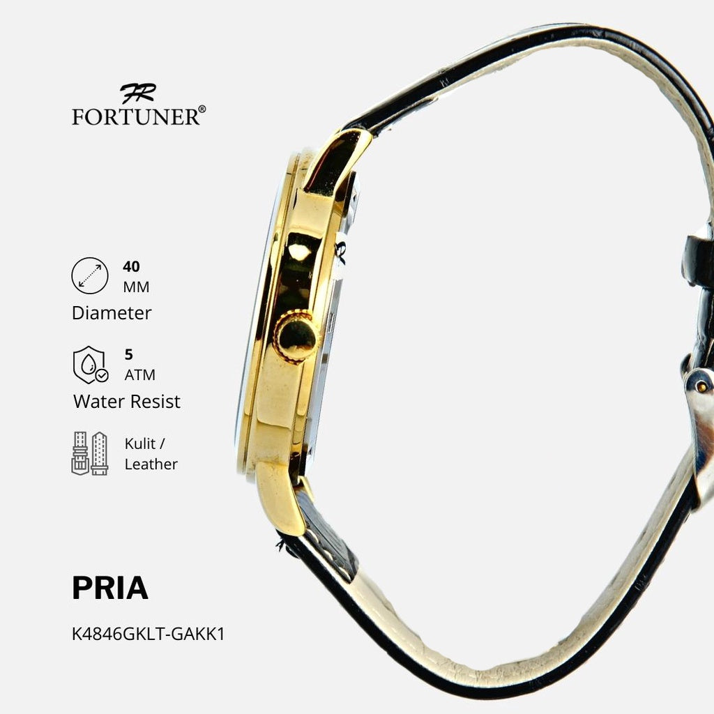 Fortuner Jam Tangan Analog Pria Kulit Water Resistant Aiden