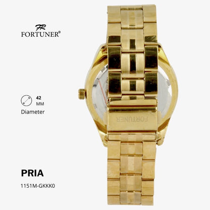 Fortuner Jam Tangan Fashion Pria Analog Water Resistant Rantai Stainless Silver Gold Deluxe Heitor