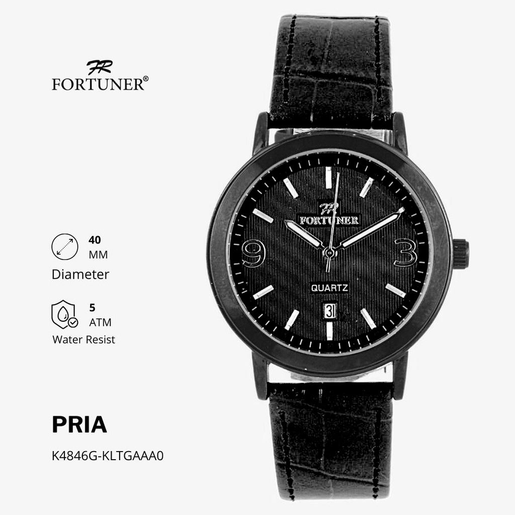 Fortuner Jam Tangan Kasual Analog Pria Kulit Water Resistant Aubrey