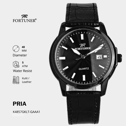 Fortuner Jam Tangan Analog Pria Kulit Water Resistant Arthur