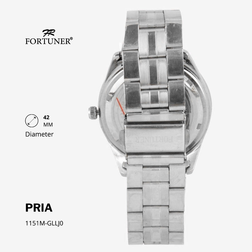 Fortuner Jam Tangan Fashion Pria Analog Water Resistant Rantai Stainless Silver Gold Deluxe Heitor