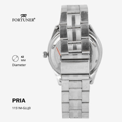 Fortuner Jam Tangan Fashion Pria Analog Water Resistant Rantai Stainless Silver Gold Deluxe Heitor