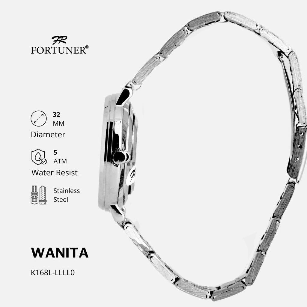 Fortuner Jam Tangan Wanita Analog Water Resist Tahan Air Rantai Stainless Yarina