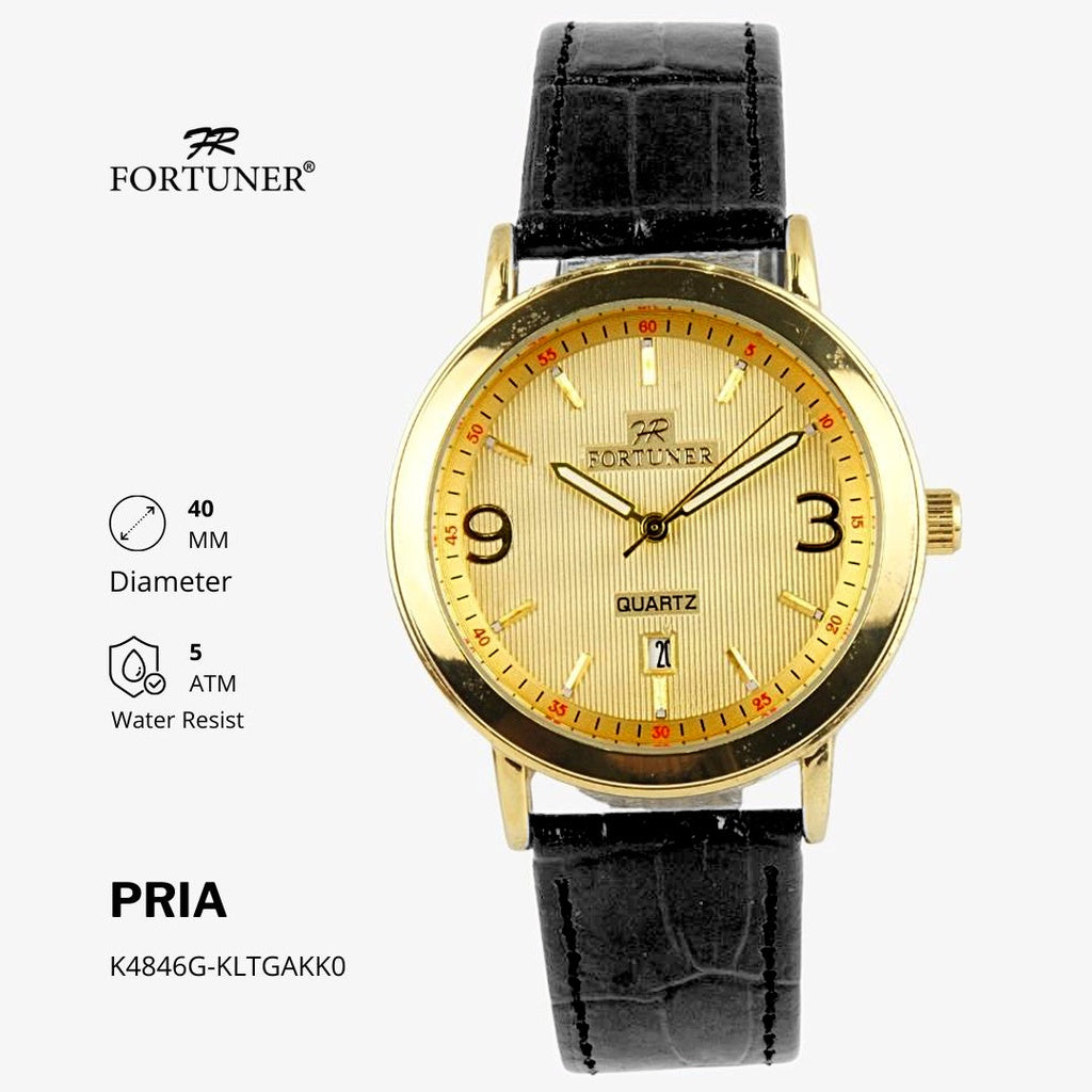 Fortuner Jam Tangan Kasual Analog Pria Kulit Water Resistant Aubrey