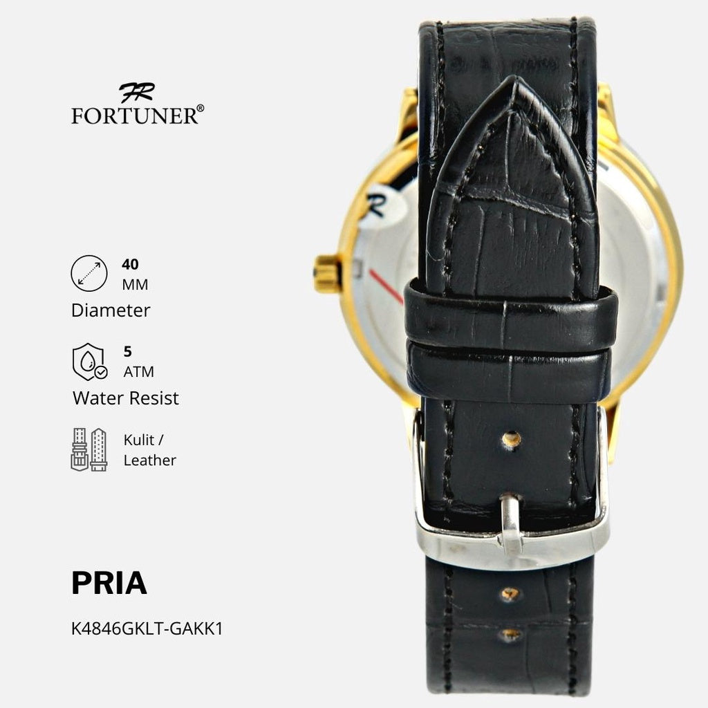 Fortuner Jam Tangan Analog Pria Kulit Water Resistant Aiden