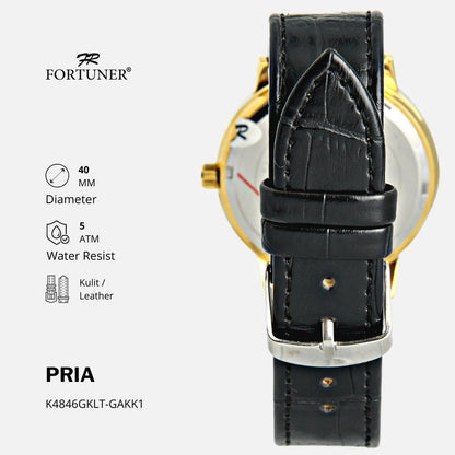 Fortuner Jam Tangan Analog Pria Kulit Water Resistant Aiden