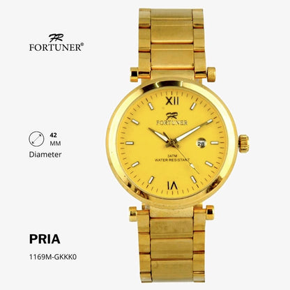 Fortuner Jam Tangan Fashion Pria Analog Water Resistant Rantai Stainless Gold Homero