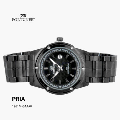 Fortuner Jam Tangan Fashion Pria Analog Water Resistant Rantai Stainless Hitam Harland