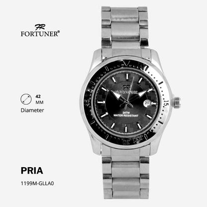 Fortuner Jam Tangan Analog Pria Water Resistant Rantai Stainless Gold Silver Black Hamlin