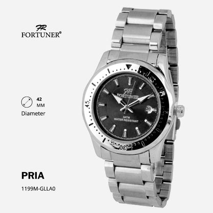 Fortuner Jam Tangan Analog Pria Water Resistant Rantai Stainless Gold Silver Black Hamlin