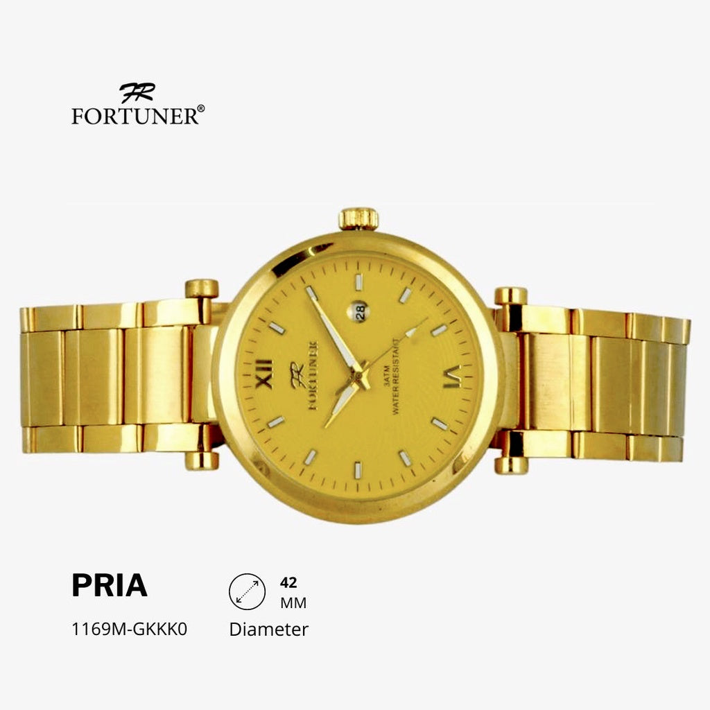 Fortuner Jam Tangan Fashion Pria Analog Water Resistant Rantai Stainless Gold Homero