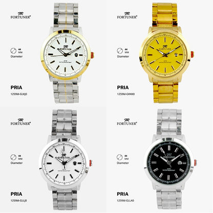 Fortuner Jam Tangan Fashion Pria Analog Water Resistant Rantai Stainless Silver Gold Hedrick