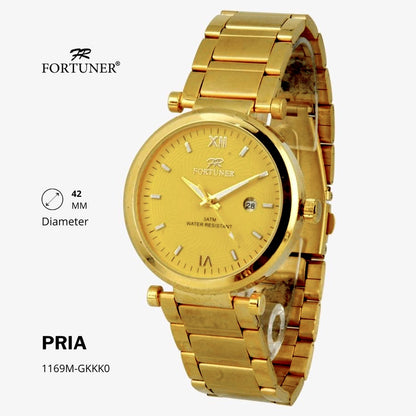 Fortuner Jam Tangan Fashion Pria Analog Water Resistant Rantai Stainless Gold Homero