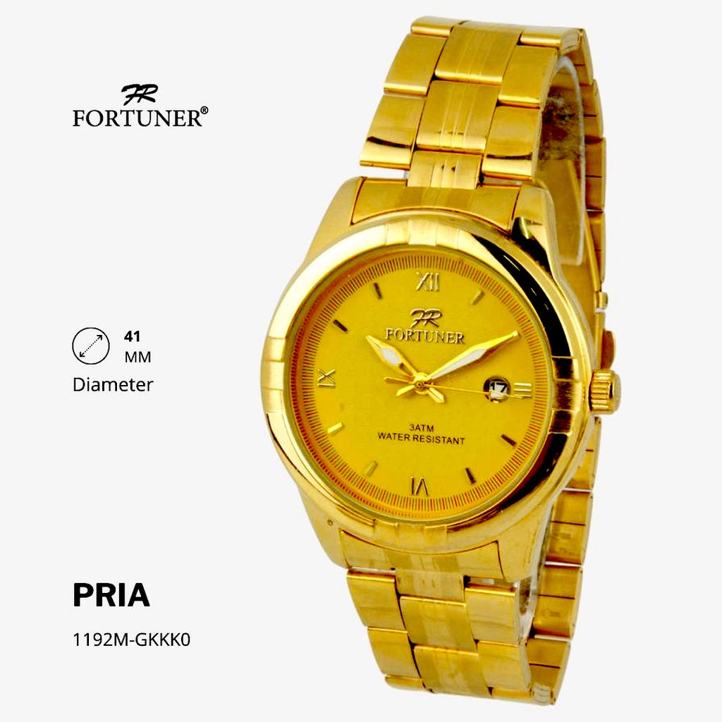 Fortuner Jam Tangan Analog Pria Water Resistant Rantai Stainless Gold Haward