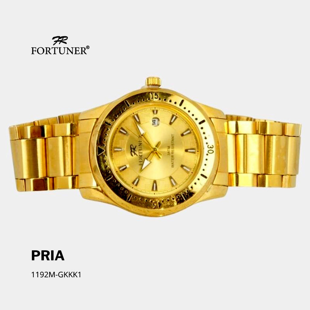 Fortuner Jam Tangan Analog Pria Water Resistant Rantai Stainless Gold Trevor