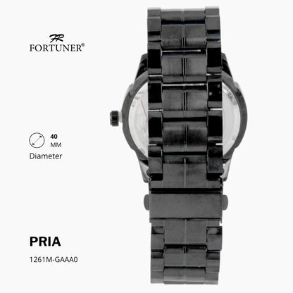 Fortuner Jam Tangan Fashion Pria Analog Water Resistant Rantai Stainless Hitam Harland