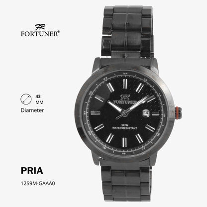 Fortuner Jam Tangan Fashion Pria Analog Water Resistant Rantai Stainless Silver Gold Hedrick