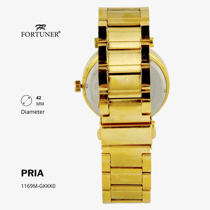 Fortuner Jam Tangan Fashion Pria Analog Water Resistant Rantai Stainless Gold Homero