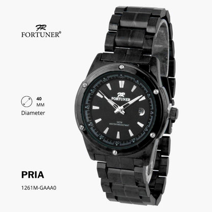 Fortuner Jam Tangan Fashion Pria Analog Water Resistant Rantai Stainless Hitam Harland