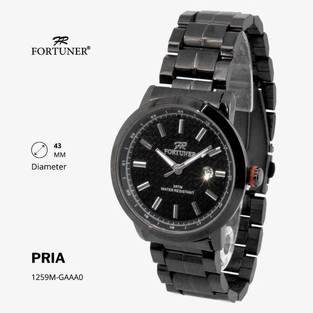 Fortuner Jam Tangan Fashion Pria Analog Water Resistant Rantai Stainless Silver Gold Hedrick