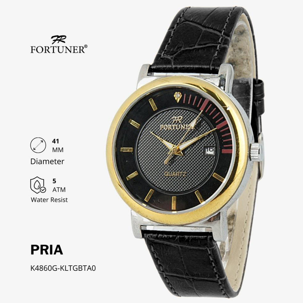 Fortuner Jam Tangan Analog Pria Kulit Water Resistant Adrian