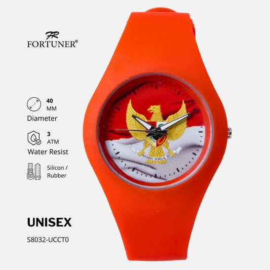 Fortuner Jam Tangan Unisex Pria-Wanita Analog Lambang Indonesia Tahan Air Silicon Tri