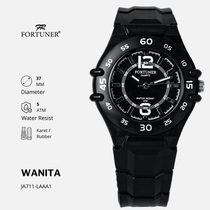 Fortuner Jam Tangan Analog Hitam Water Resistant Aria