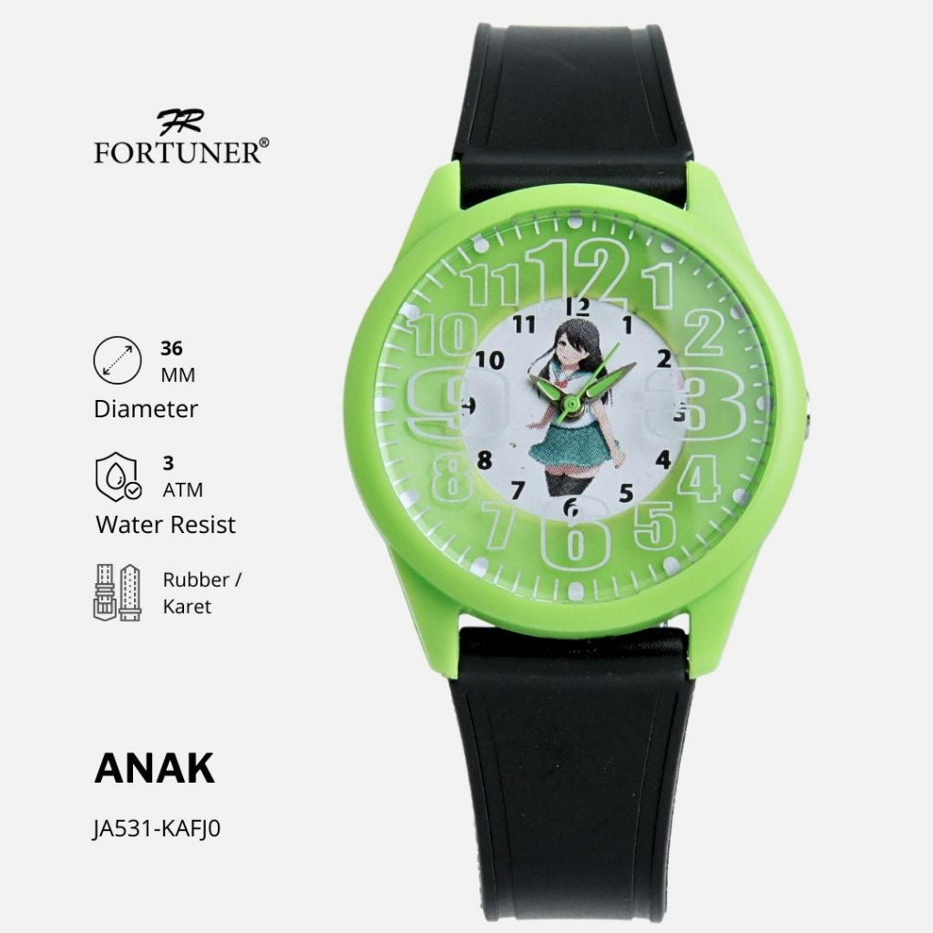 Fortuner Jam Tangan Anak Analog Gambar Anime Tahan Air Karet Karmel