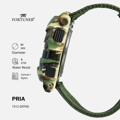 Fortuner Jam Tangan Pria Digital Motif Army Shock Resist Kanvas Tahan Air Carman