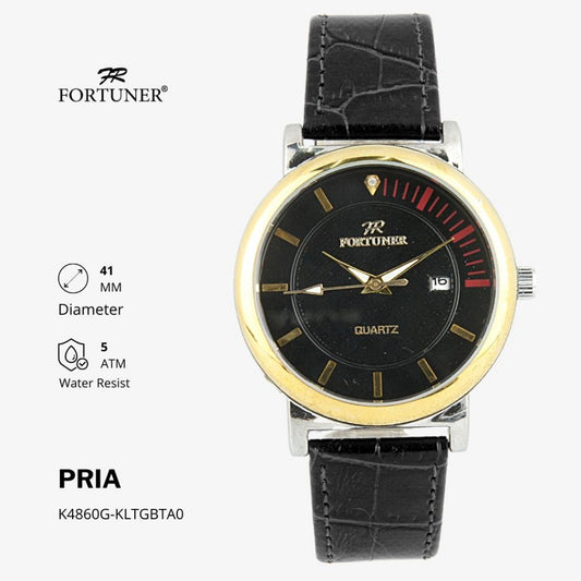 Fortuner Jam Tangan Analog Pria Kulit Water Resistant Adrian