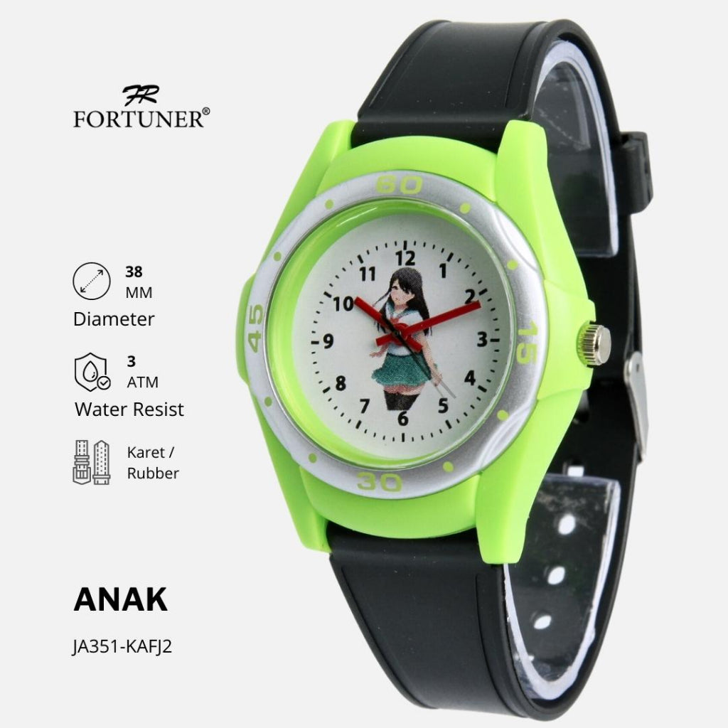 Fortuner Jam Tangan Anak Analog Gambar Anime Tahan Air Karet Kazuki