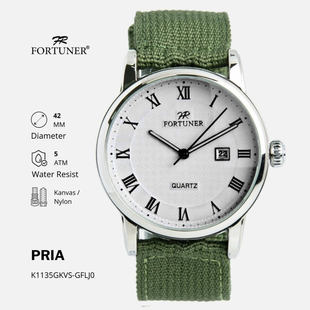 Fortuner Jam Tangan Pria Analog Kasual Tahan Air Canvas Rubens