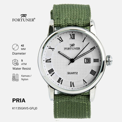 Fortuner Jam Tangan Pria Analog Kasual Tahan Air Canvas Rubens