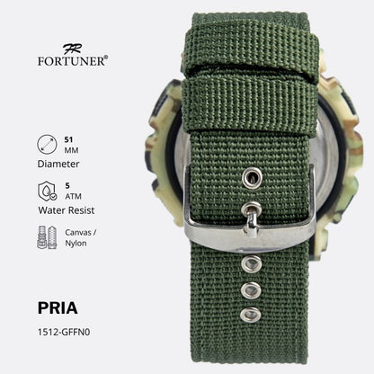 Fortuner Jam Tangan Pria Digital Motif Army Shock Resist Kanvas Tahan Air Carman