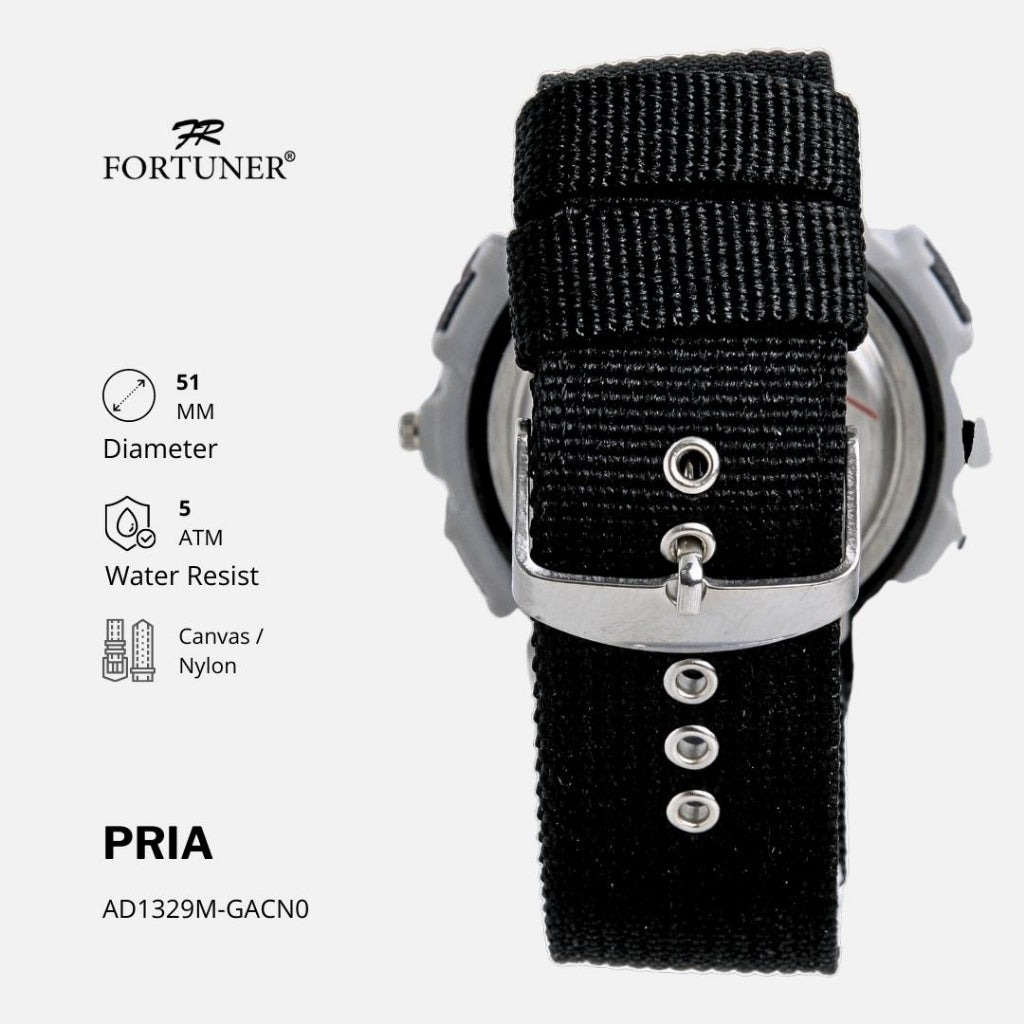 Fortuner Jam Tangan Pria Analog-Digital Motif Army Tahan Air Kanvas Connolly