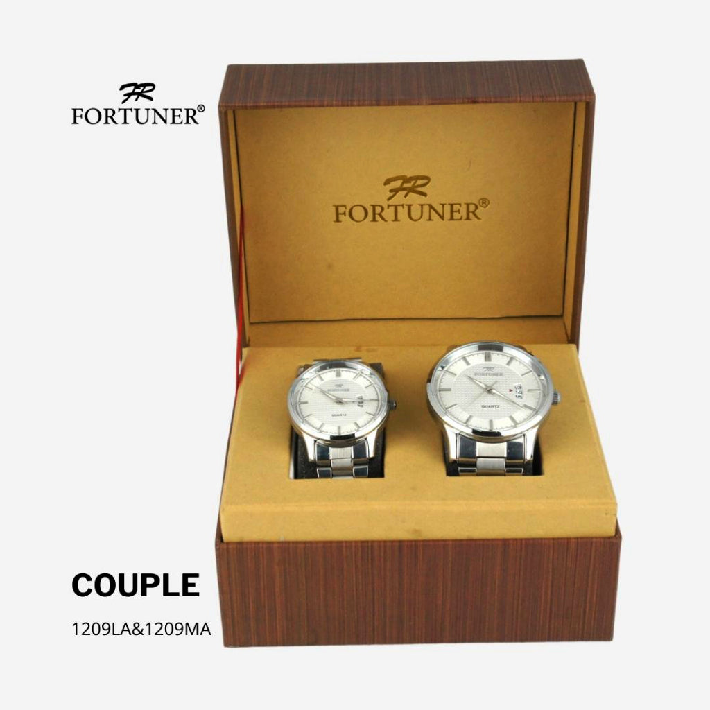 Fortuner Arloji Couple Jam Tangan Analog Tahan Air Water Resistant Rantai Stainless Celestial Hitam