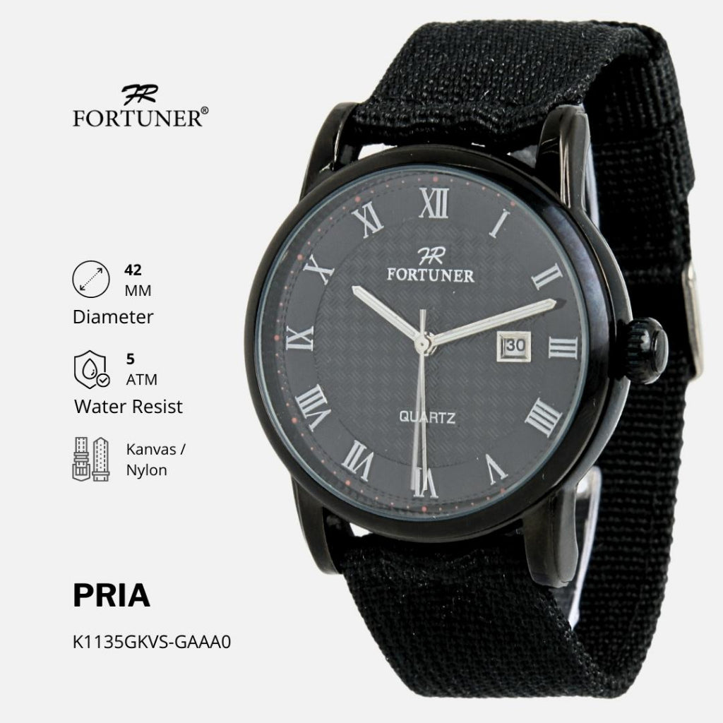 Fortuner Jam Tangan Pria Analog Kasual Tahan Air Canvas Rubens